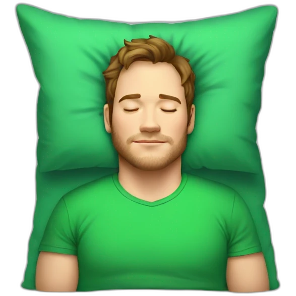 Sleeping Chris Pratt in green t-shirt  emoji