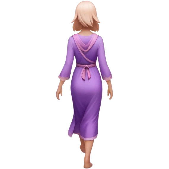 A small figure walks back across a foggy bridge, holding soft pink and purple orbs in each hand—symbolizing compassion and forgiveness. A gentle heart aura trails behind them, showing healing in motion. emoji
