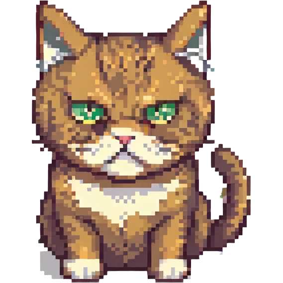 angry cat side view, pixel art style emoji