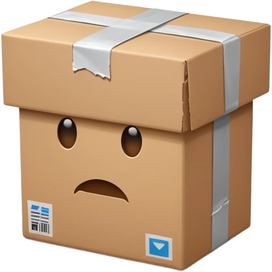 Generate a realistic emoji of a package being damaged. The emoji is simple and has no face emoji