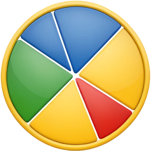 a circle with yellow blue red and green in it such as a uno play card , a circle divided in four emoji