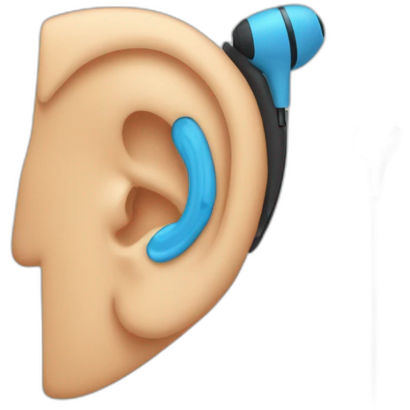 Close up of an ear wearing a wireless earbud  emoji