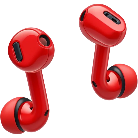 red wireless earbuds emoji
