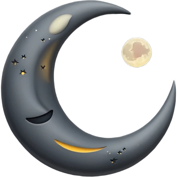 
iOS style emoji, minimal crescent, dark fantasy moon, flat emoji