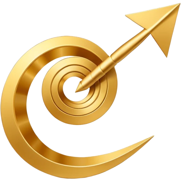 3D golden spiral arrow goin upwards, dynamic twist ribbon style, elegant metallic gold, smooth gradient lighting, realistic shadows, clean modern vector look, professional infographic design emoji