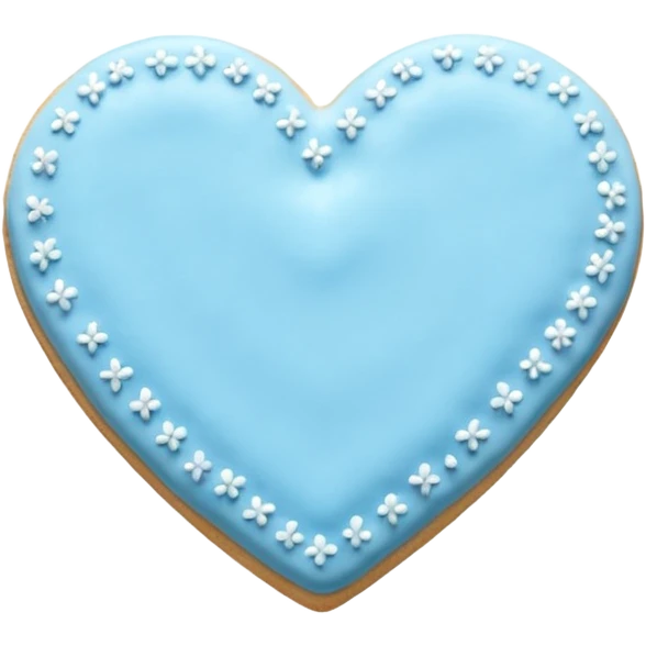 Realistic shortbread cookie in the shape of a heart with pastel blue emoji