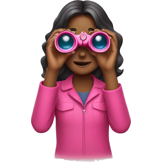 Girl holding pink binoculars  emoji