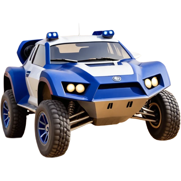 Star Wars storm trooper evil darkly night blue Dirty and dented Local Motors Rally Fighter off road race car hot rod meets 2013 Toyota 86 trophy truck-style basher flying on a dusty road (silver wheels) emoji