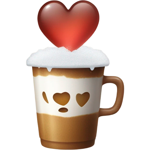 salting a heart over a cup of iced americano emoji