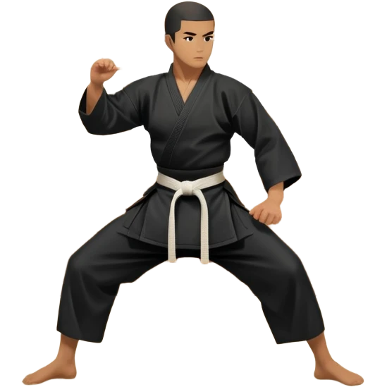 An icon depicting a martial artist in a black gi performing an Aikido technique in a dojo. The background showcases wooden floors, traditional dojo decor, and soft lighting that creates a peaceful yet focused atmosphere. The Aikido practitioner demonstrates fluid movement and precision.  emoji
