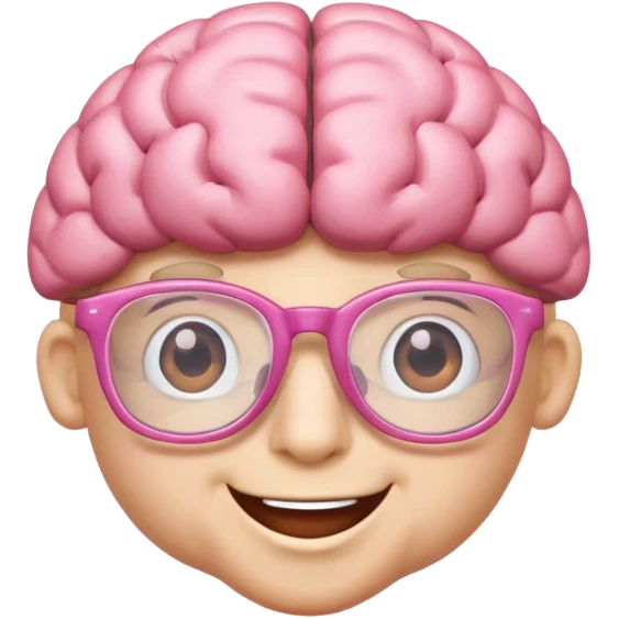 pink brain smiling with glasses emoji