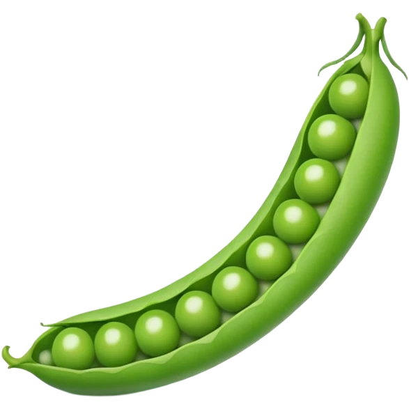 A green pea pod with several round peas visible inside, slightly open to reveal the peas emoji