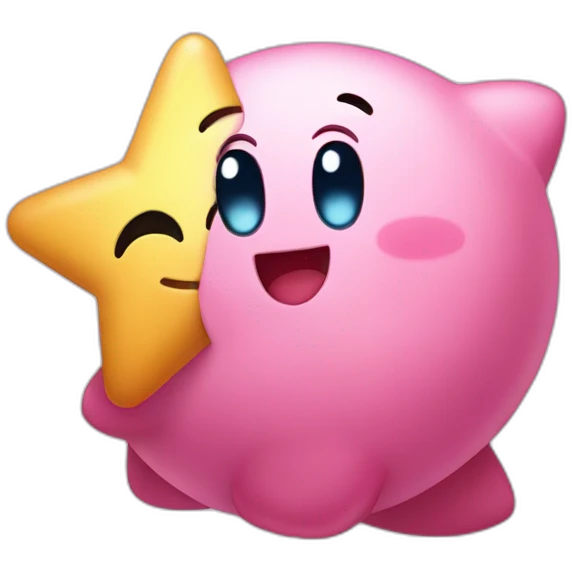 cute happy Kirby holding a star emoji