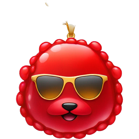 Red jelly bear with sunglasses and gold chain emoji