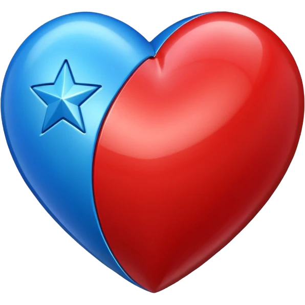 A geometric red 3D heart with a blue star inside emoji