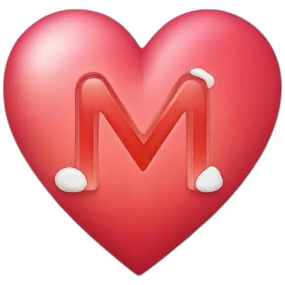 Heart with the letter M+E in it emoji