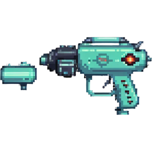retro sci-fi ray gun in pixel art style emoji