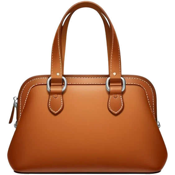 small cognac leather purse, minimal aesthetic, plain, fashionable emoji