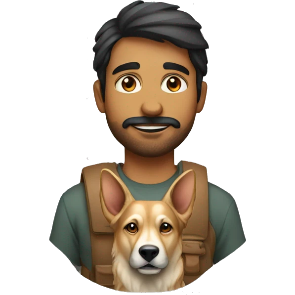 a cool indian 30 year old man with a shepherd retreiver emoji