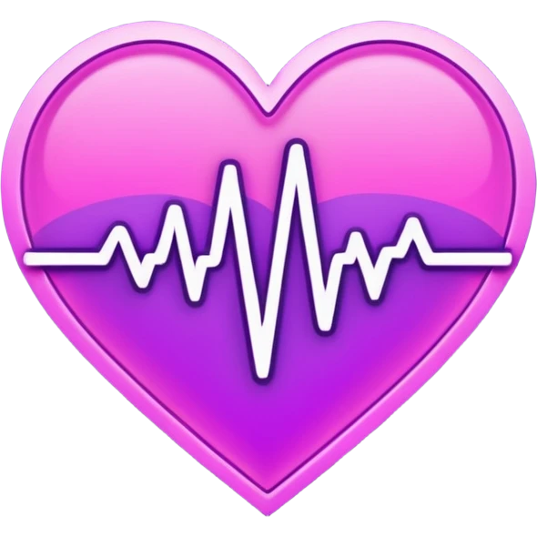 heart pules tech with the pules symbol in the middle, make the hart purle emoji