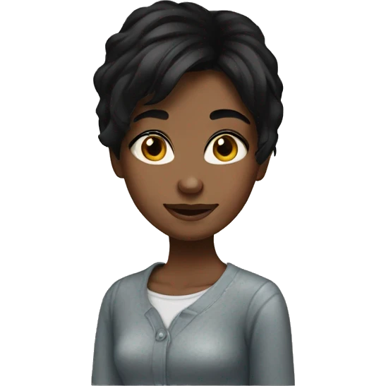 black haired girl portrait emoji