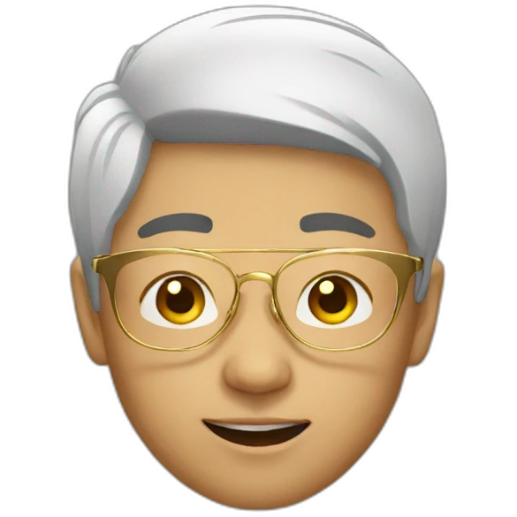 Asian boy with golden glasses emoji