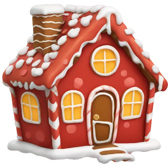 cute red gingerbread house emoji
