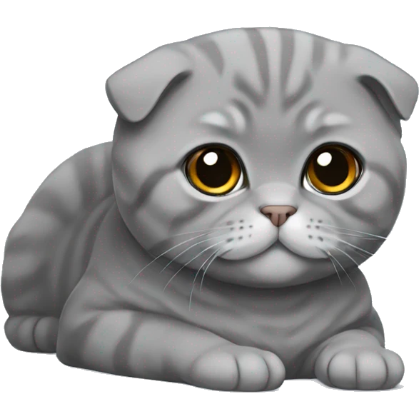 Gray Scottish fold laying emoji