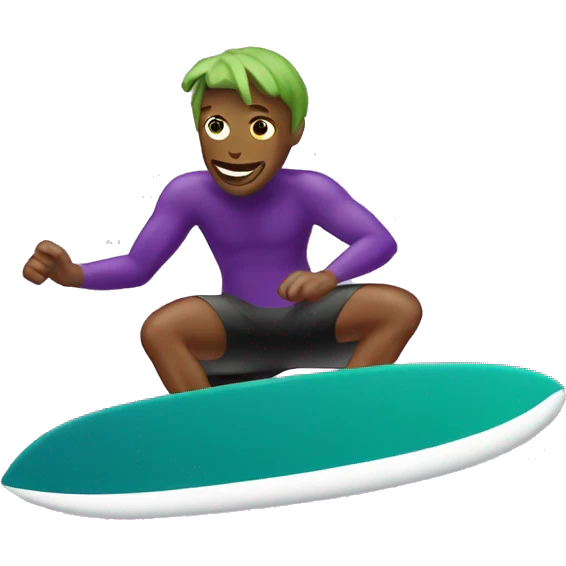 Surfer riding eggplant emoji