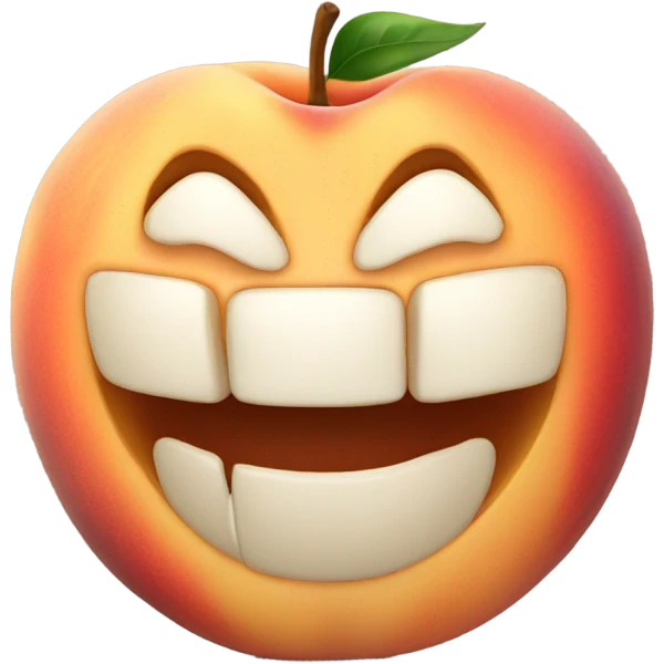a peach with teeth emoji