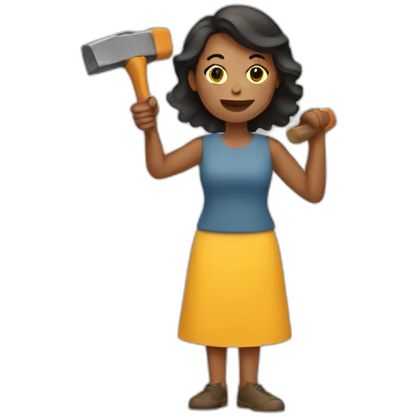 woman using hammer emoji