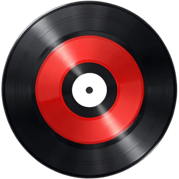 a black vinyl record red center emoji