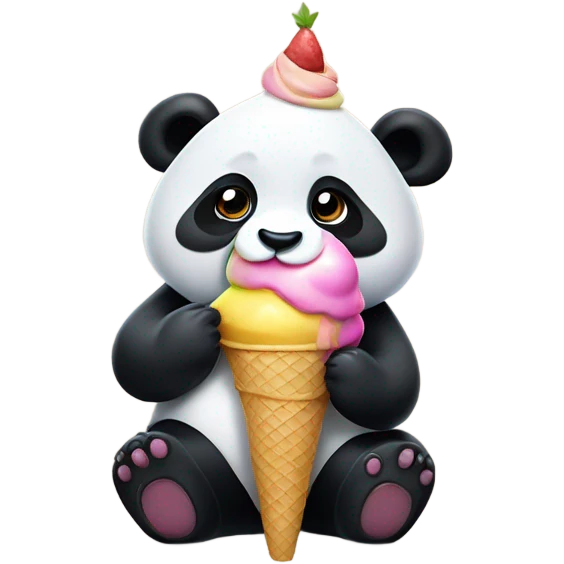 Panda eating ice cream emoji