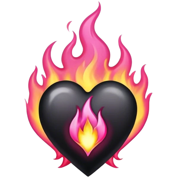 black heart with pink flame emoji