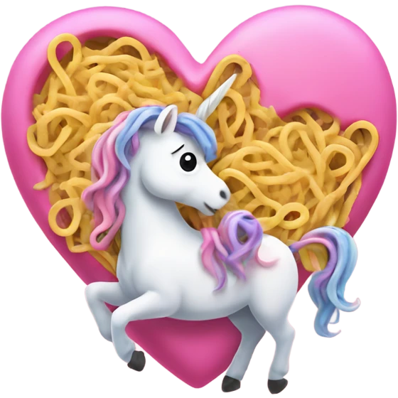 hearts and unicorns and noodles emoji