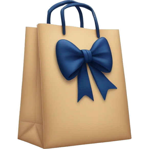 Store Shopping bag with a navy blue bow on it emoji