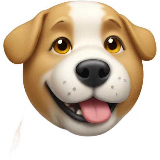 Chubby dog drinking a beer emoji