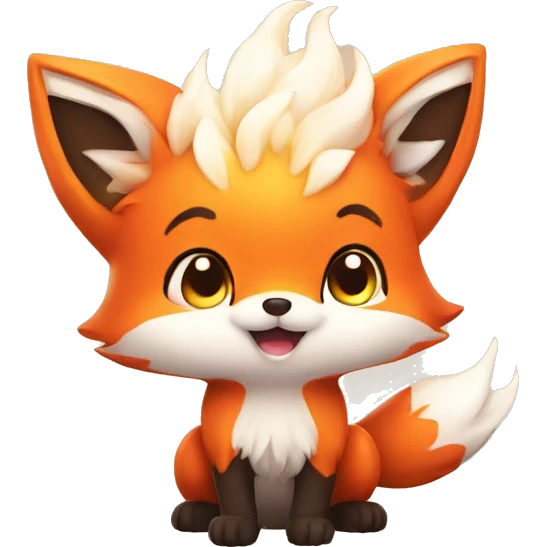 fantasy fire fox cute kawaii with heart emoji