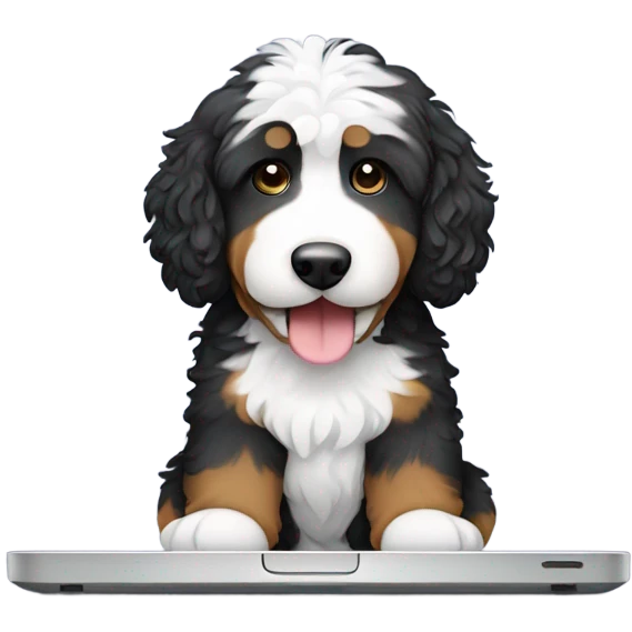 bernedoodle with computer emoji