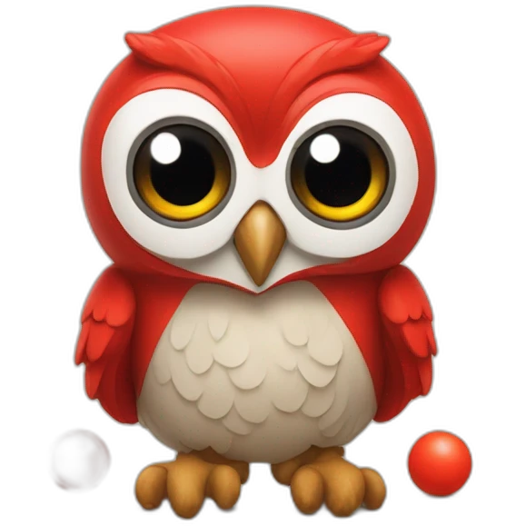 Small Owl wearing big red tennis shoes emoji