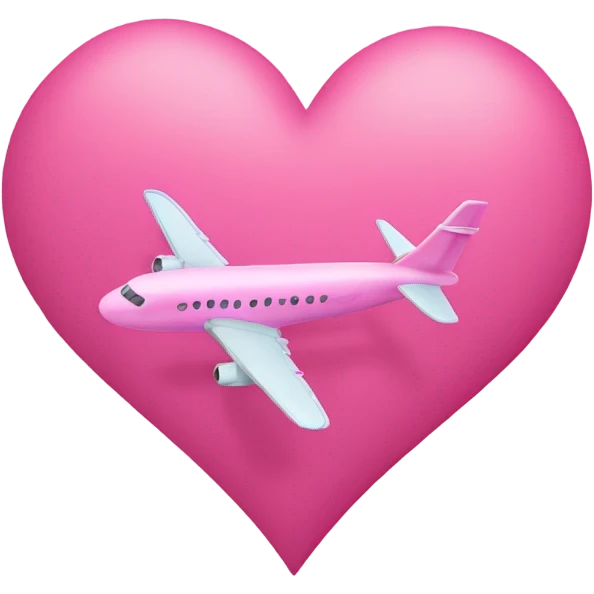 Pink plane drawing heart trail in sky emoji