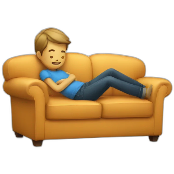 Sofa with boy laying on it emoji
