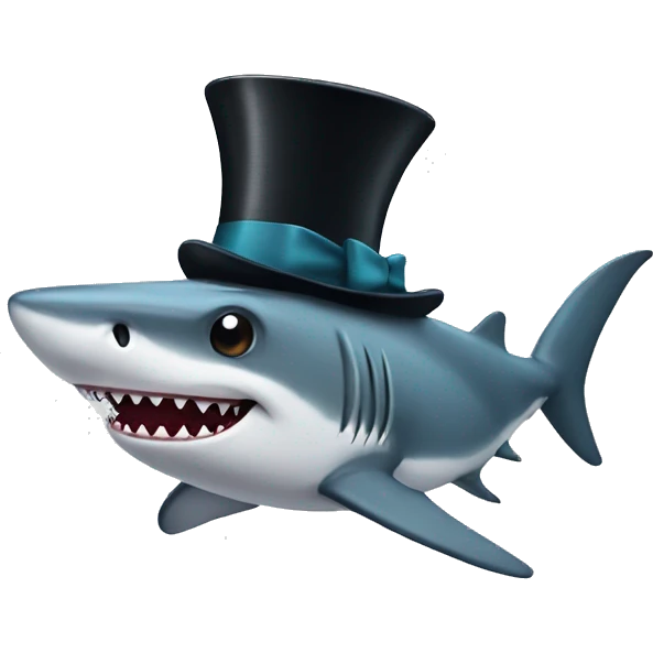 Shark with a top hat emoji