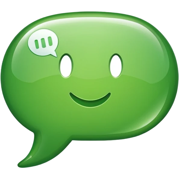 green speech bubble emoji containing white checkmark no face emoji
