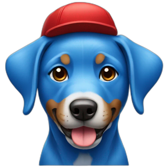 Blue dog with red cap emoji