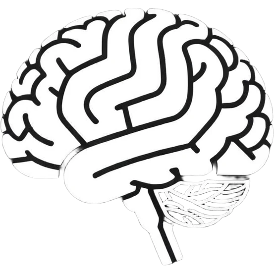 Super minimal brain icon, outline style, YouTube play triangle subtly integrated in center, single line art, monochrome or two-tone, clean vector, suitable for small size display, modern flat design emoji