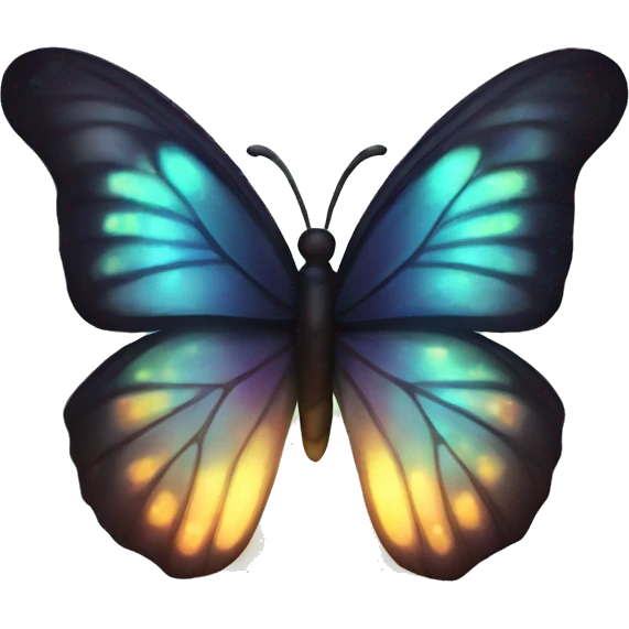 Dark iridescent butterfly glowing emoji