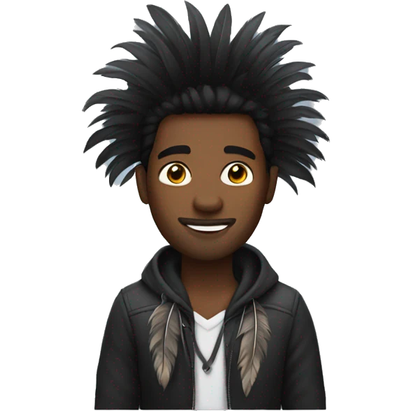 Black guy wearing feathers emoji