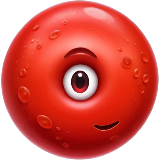 A realistic red blood cell floating in space, fully red with no white color, glossy surface, detailed texture, cinematic lighting, dark background, slow smooth motion, high-resolution, dramatic shadows, no white blood cells, focus on a single red blood cell, hyper-realistic 3D render. emoji