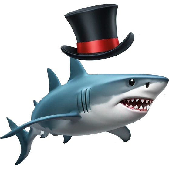 Shark with a top hat emoji